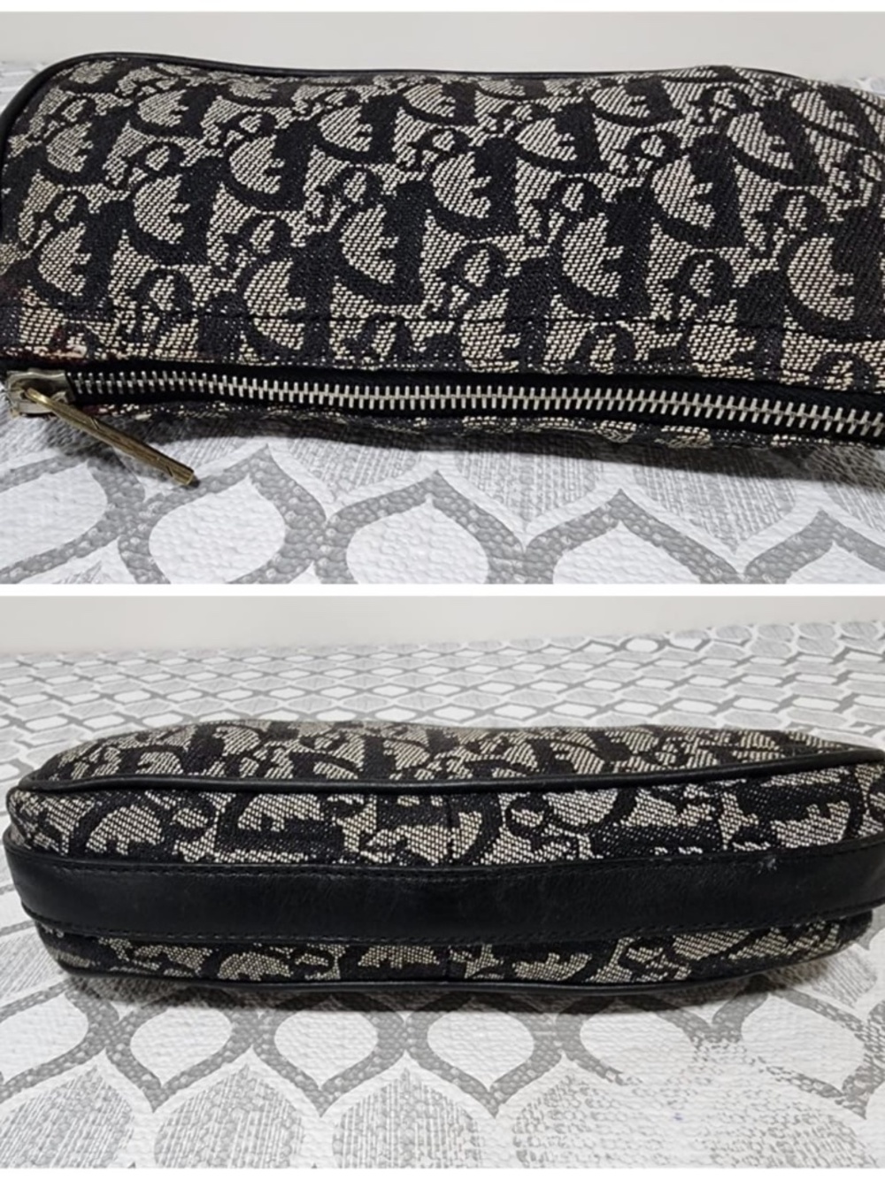 Authentic CHRISTIAN DIOR Monogram Shoulder Bag Pochette Black/Grey - Picture 12 of 13
